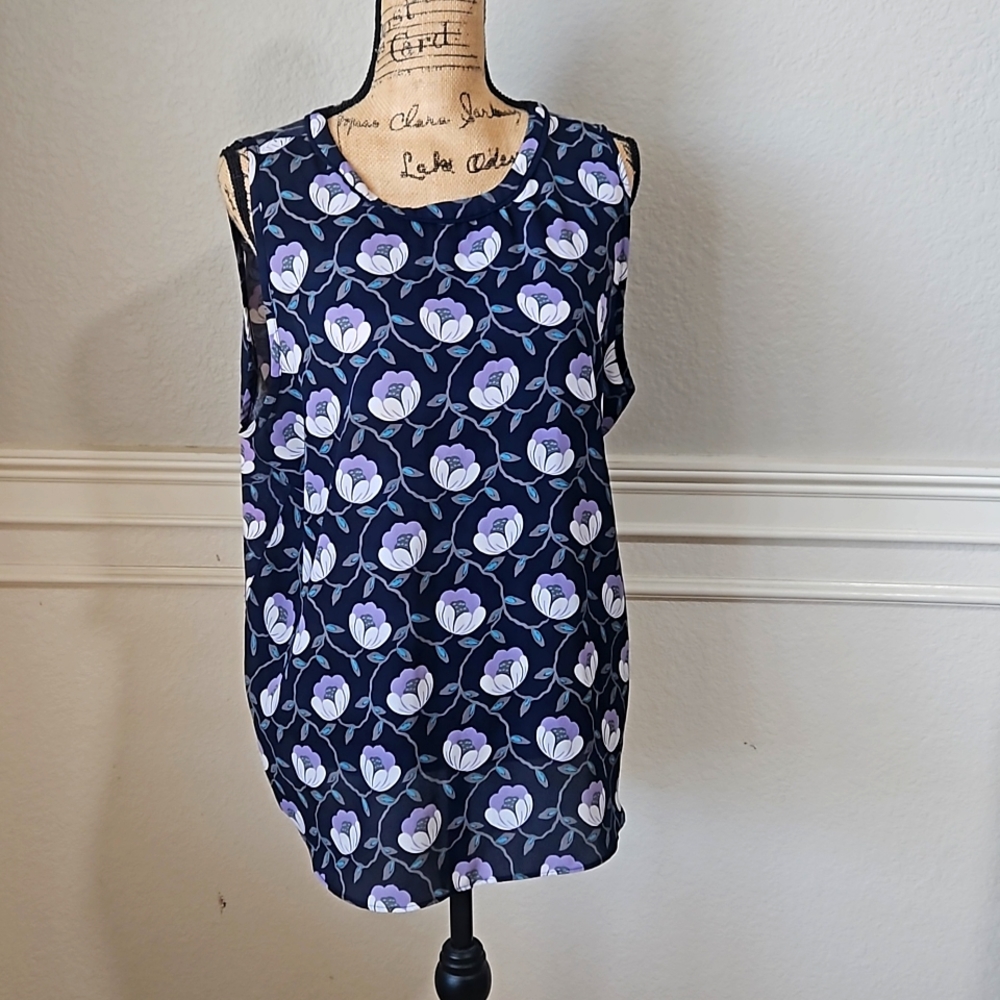 LOFT Navy Sleeveless Blouse